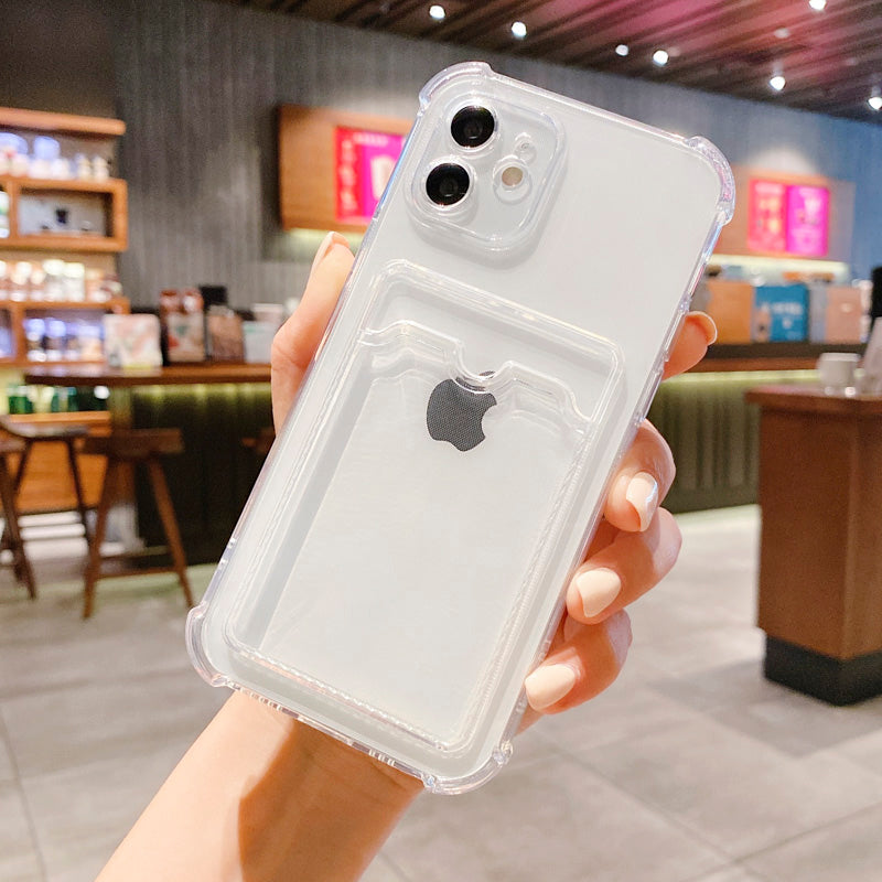 iPhone 14 Plus Wallet Card Holder Transparent Slot ShockProof Case