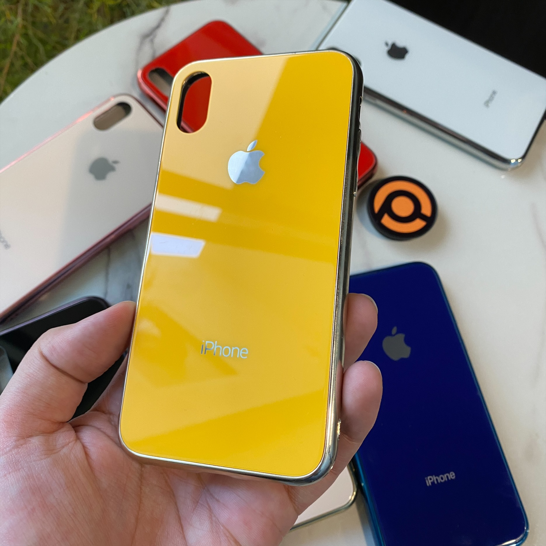 iPhone XS Max with Logo iPhone Premium Glass Back Tempered Glass Case