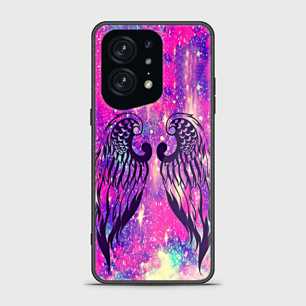 Oppo Find X5 Pro Angel Wings Series Premium Printed Glass soft Bumper shock Proof Case