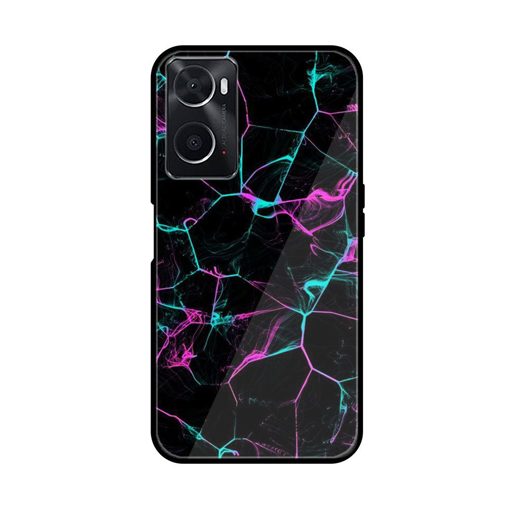 Oppo A76  Black Marble Series  Premium Printed Glass soft Bumper shock Proof Case