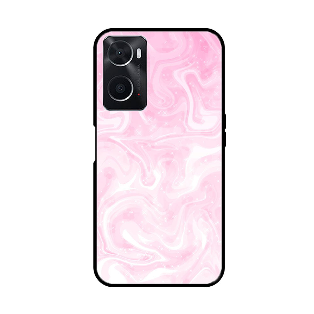 Oppo A36 Pink Marble Series  Premium Printed Glass soft Bumper shock Proof Case