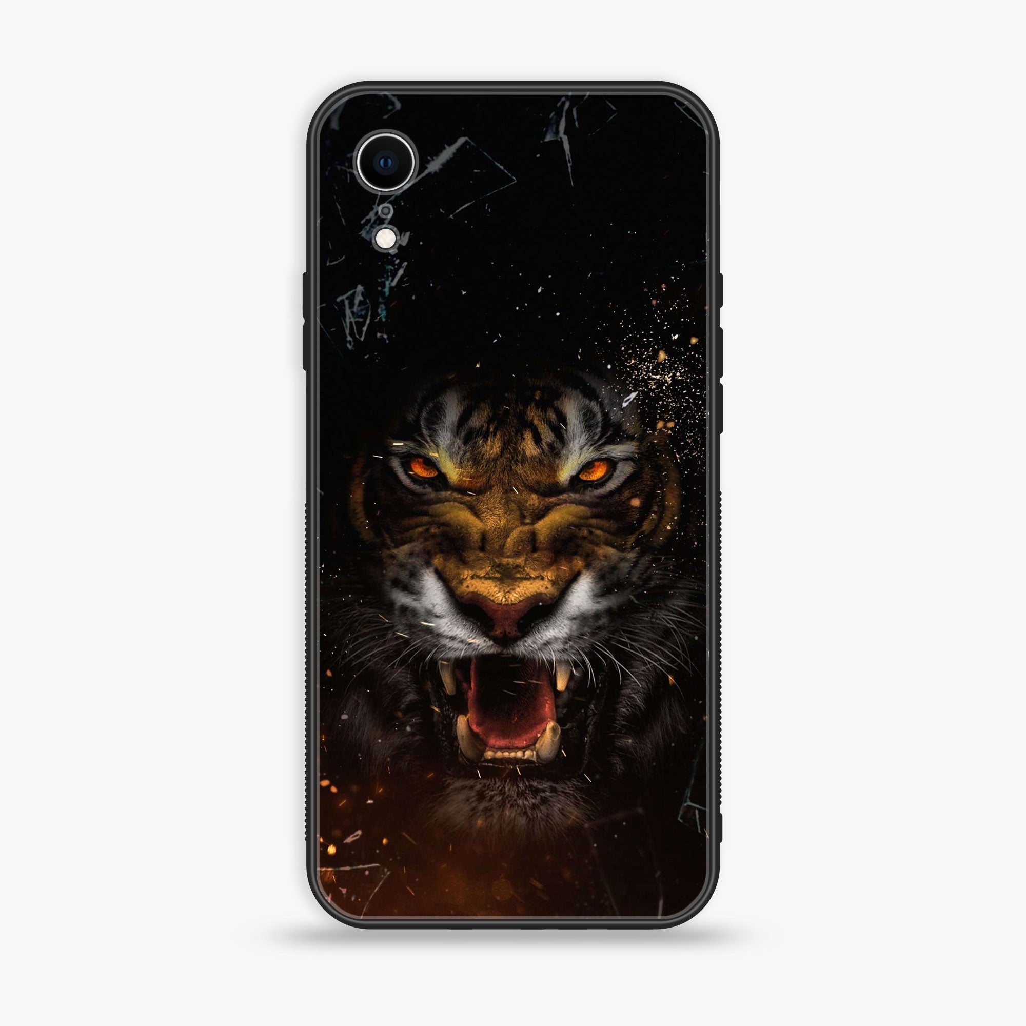 iPhone XR -Tiger Series - Premium Printed Glass soft Bumper shock Proof Case