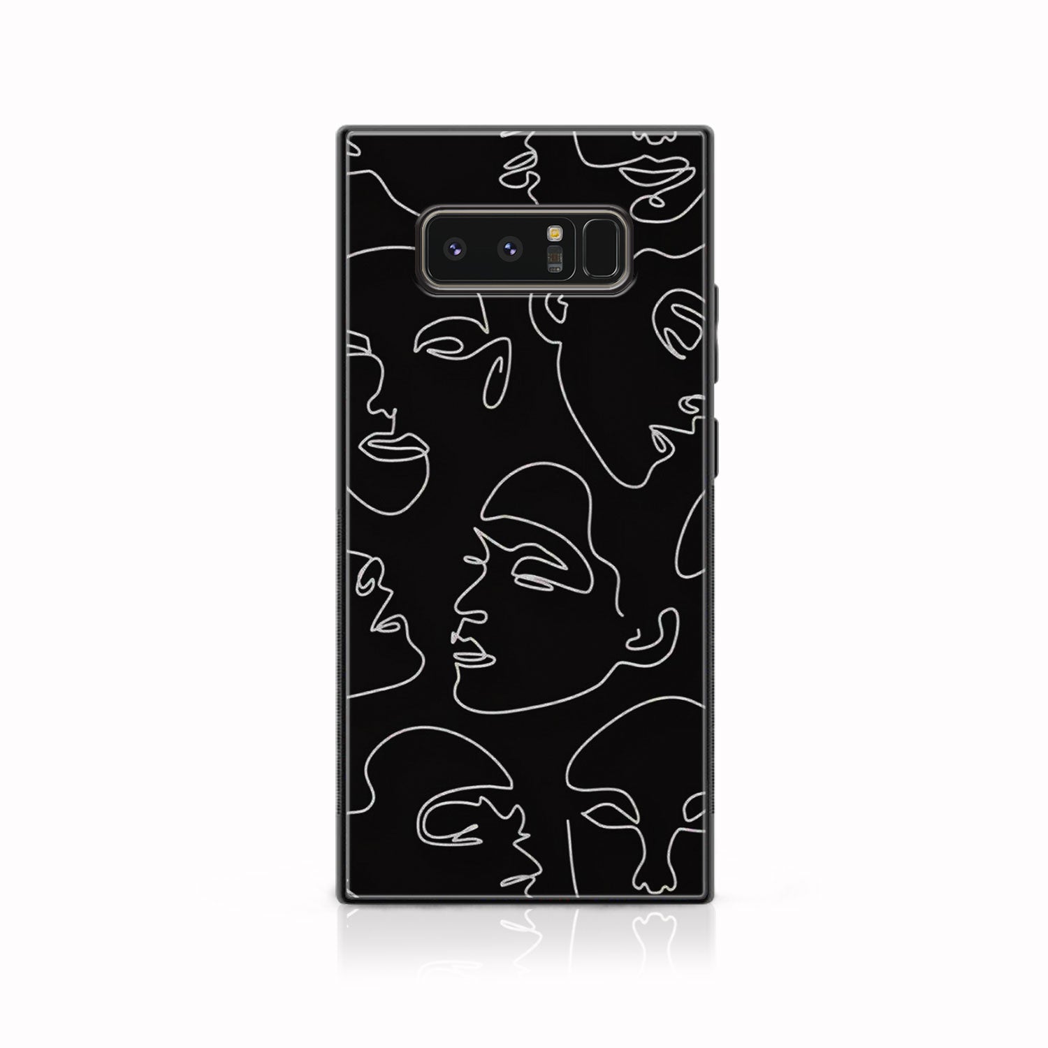 Galaxy Note 8 Girl line Art  Series Premium Printed Glass soft Bumper shock Proof Case