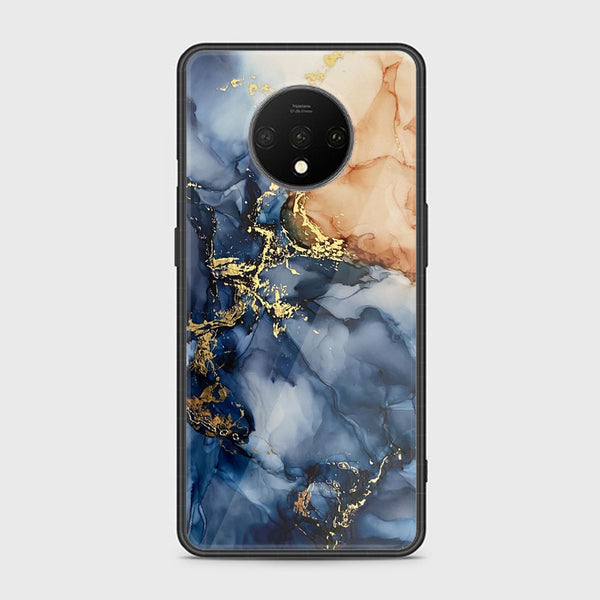 OnePlus 7T - Blue Marble Design 9 - Premium Metal Printed soft Bumper Shock Proof Case CS-9684