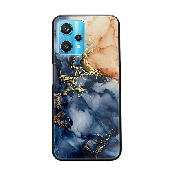 Realme 9/ 9 Pro Plus - Blue Marble Design 9 - Premium Printed Glass soft Bumper shock Proof Case CS-22705