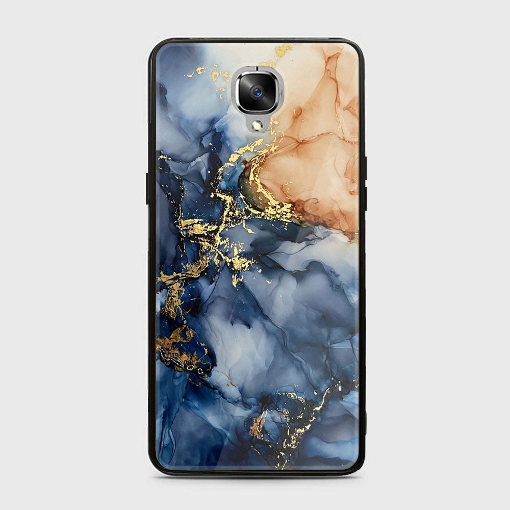 OnePlus 3/3T- Blue  Marble Series - Premium Printed Glass soft Bumper shock Proof Case