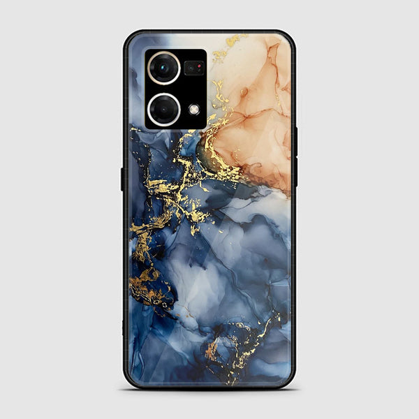 Oppo Reno 7/ F21 Pro 4G Blue Marble Design 9   Premium Printed Glass soft Bumper shock Proof Case CS-28105