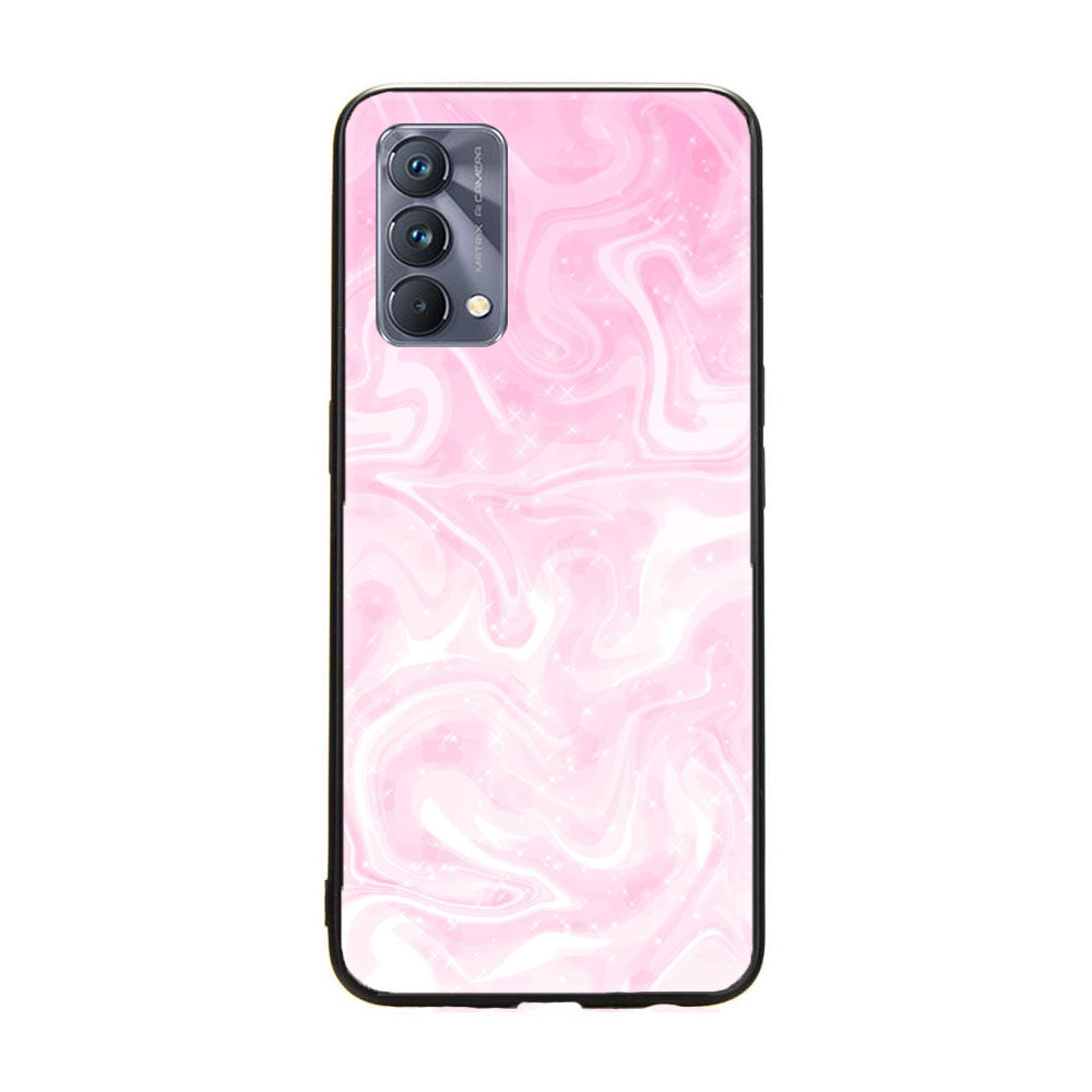 Realme GT Master Edition Pink Marble Series  Premium Printed Glass soft Bumper shock Proof Case