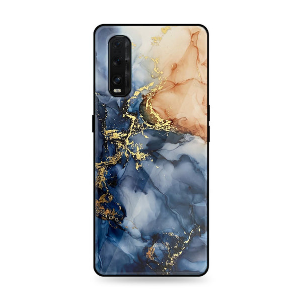 Oppo Find X2 Neo - Blue Marble Design 9  - Premium Printed Glass soft Bumper shock Proof Case CS-35254