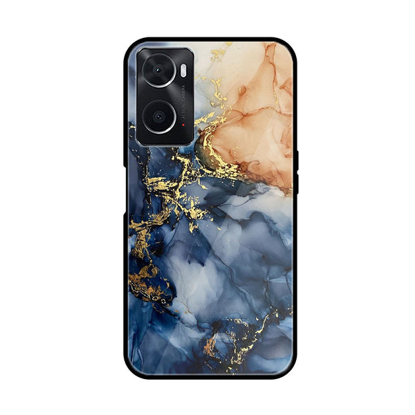 Oppo A76  Blue Marble Design 9 Premium Printed Glass soft Bumper shock Proof Case CS-19909