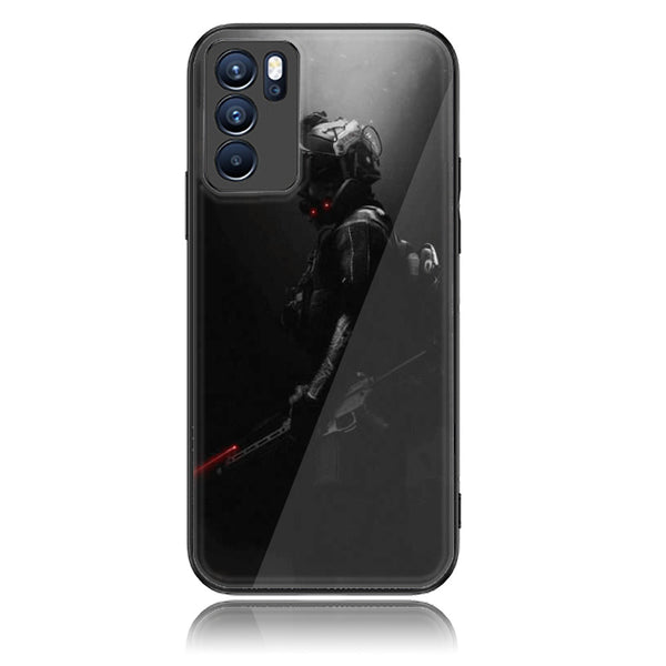Oppo Reno 6 Black Art Design 9 Premium Printed Glass soft Bumper shock Proof Case CS-49622