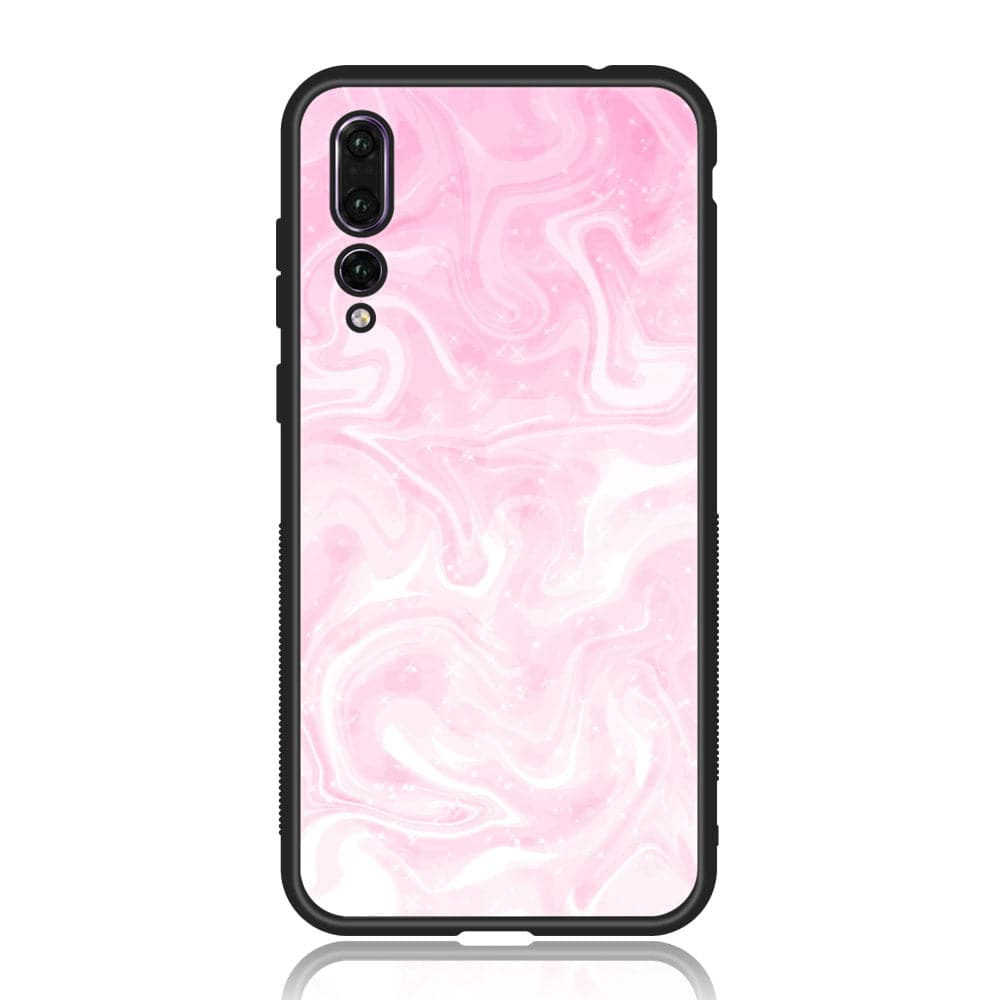 Huawei P20 Pro - Pink Marble Series - Premium Printed Glass soft Bumper shock Proof Case