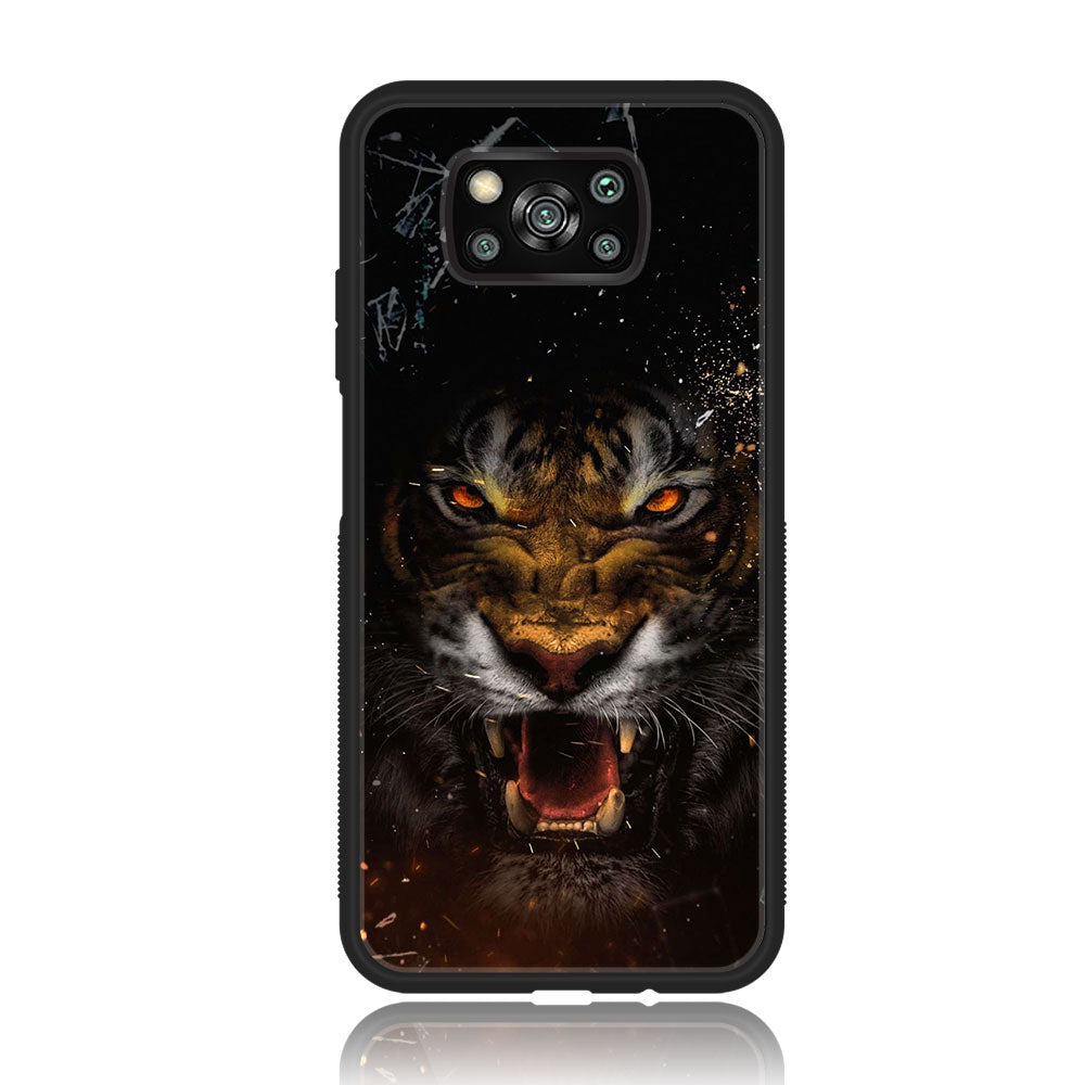 Xiaomi Poco X3 NFC  - Tiger  Series - Premium Printed Glass soft Bumper shock Proof Case