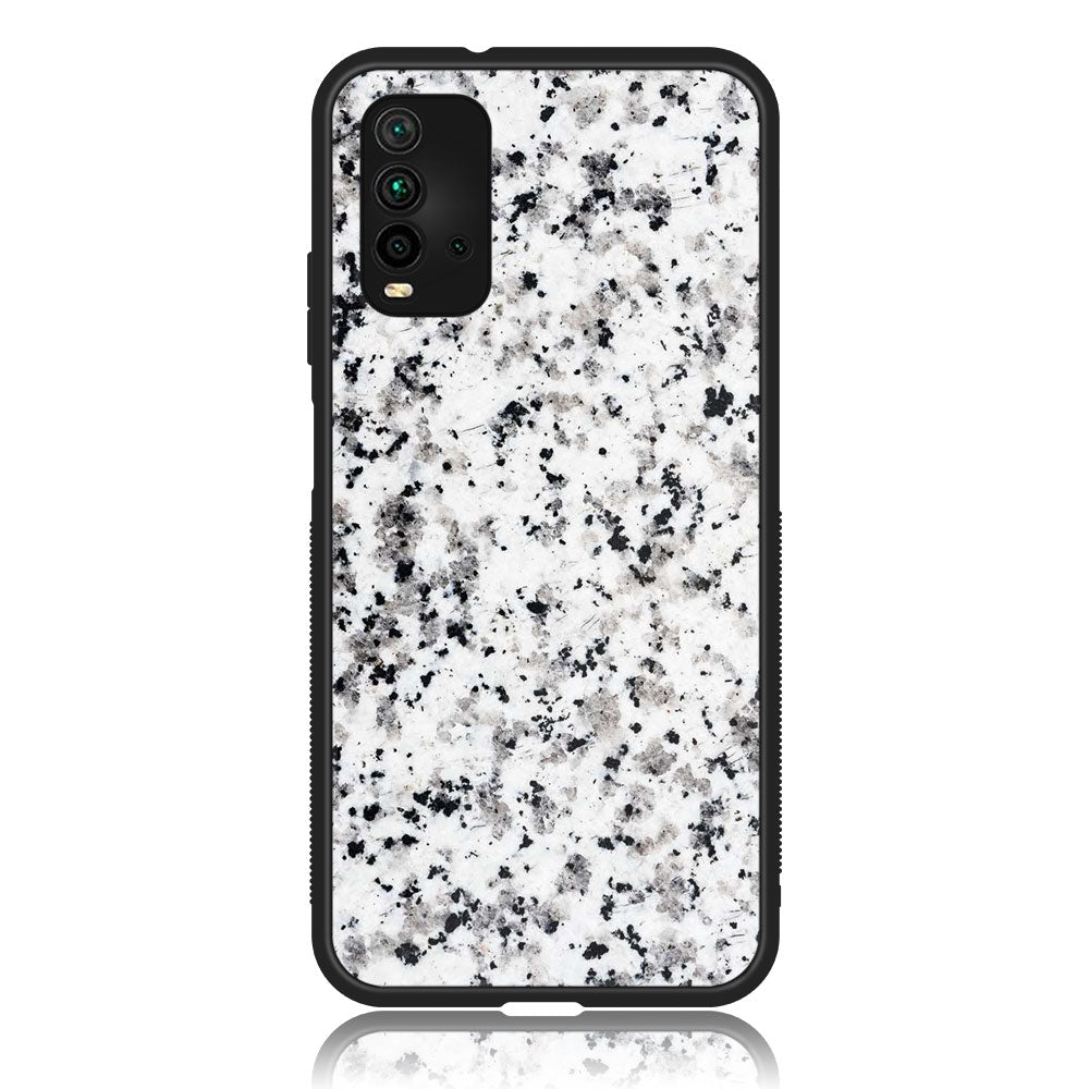 Xiaomi Redmi 9T - White Marble Series - Premium Printed Glass soft Bumper shock Proof Case