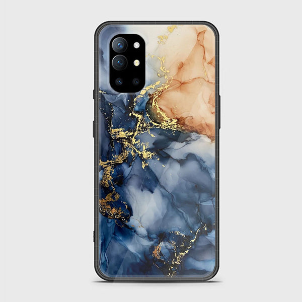 OnePlus 9R - Blue Marble Design 9- Premium Printed Glass soft Bumper shock Proof Case CS-47942