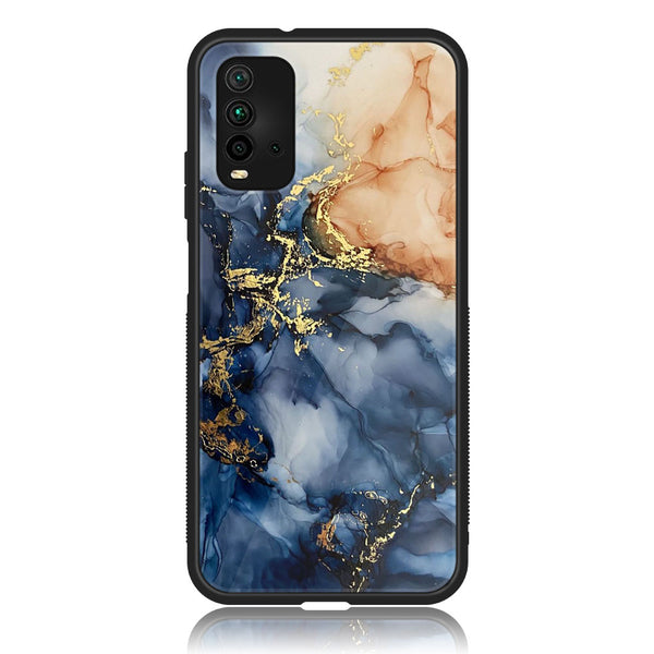 Xiaomi Redmi 9T - Blue Marble Design 9 - Premium Printed Glass soft Bumper shock Proof Case CS-20982