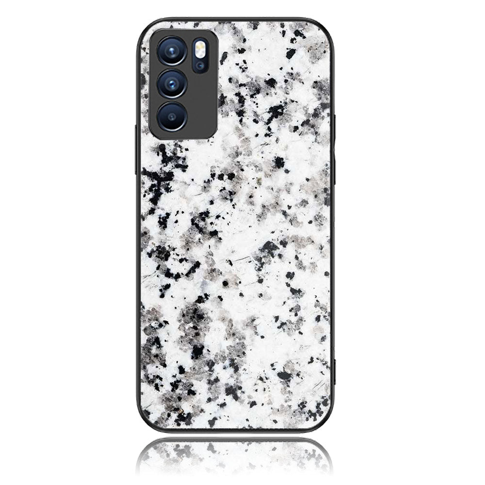 Oppo Reno 6 - White Marble Series - Premium Printed Glass soft Bumper shock Proof Case