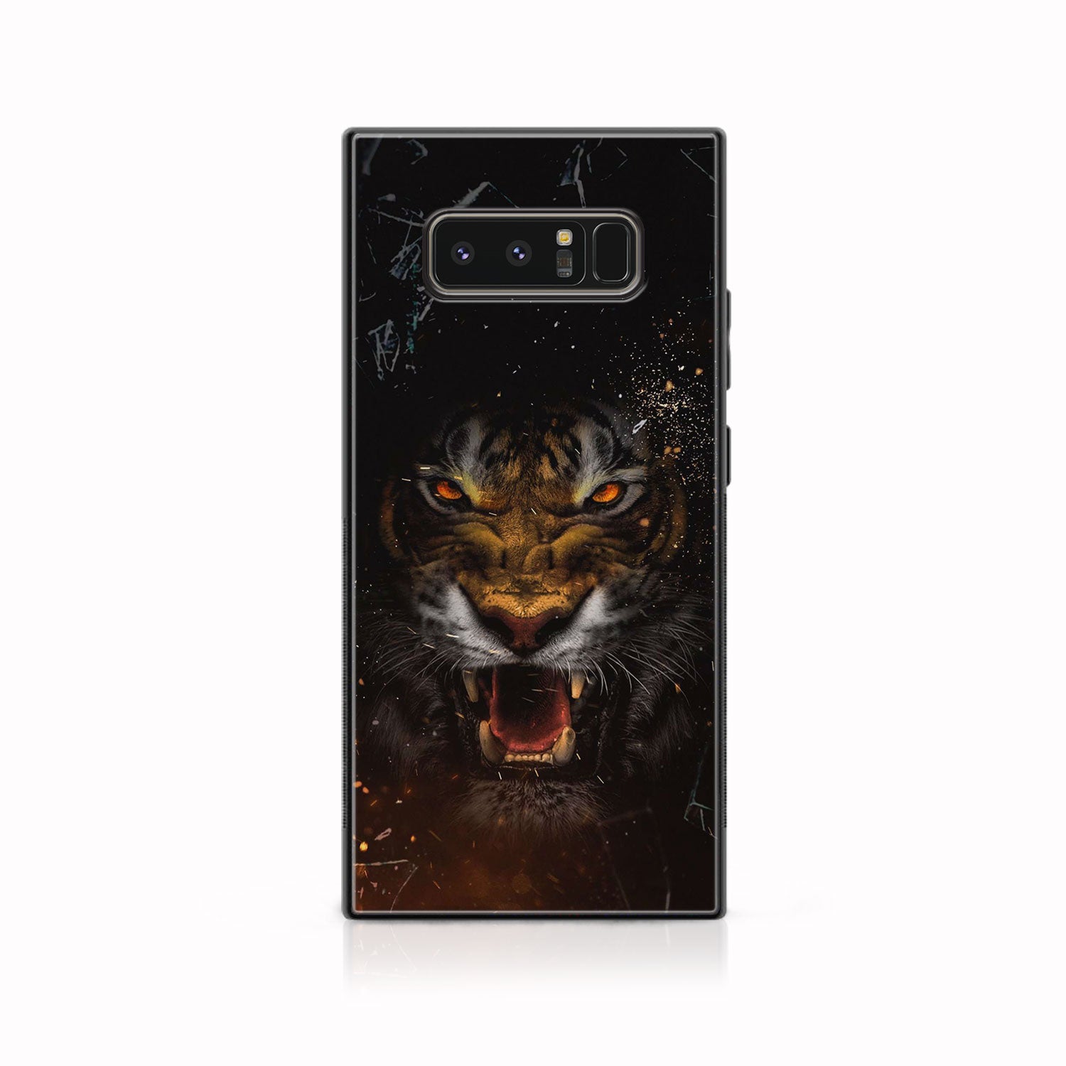 Galaxy Note 8 Tiger Art  Series Premium Printed Glass soft Bumper shock Proof Case