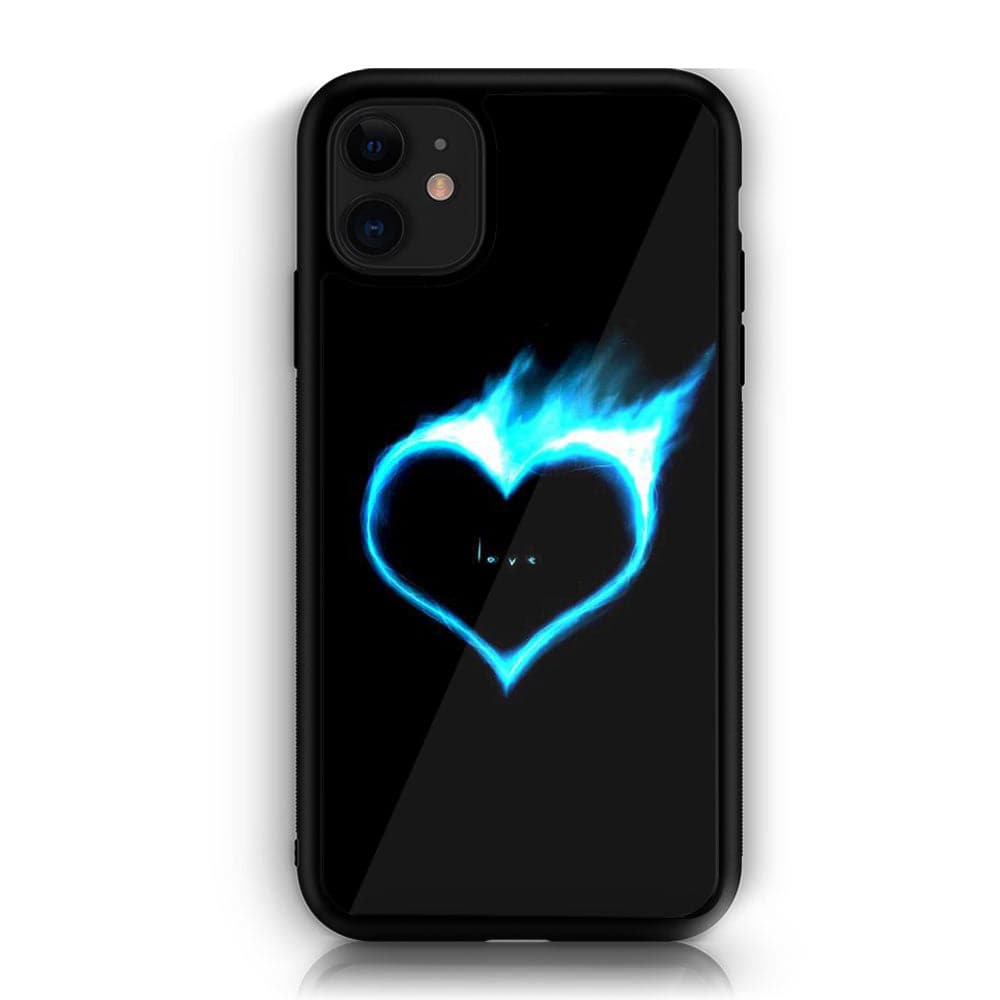 iPhone 11 Heart Series  Premium Printed Glass soft Bumper shock Proof Case