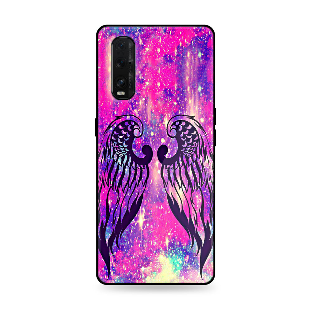 Oppo Find X2 - Angel Wings Series - Premium Printed Glass soft Bumper shock Proof Case