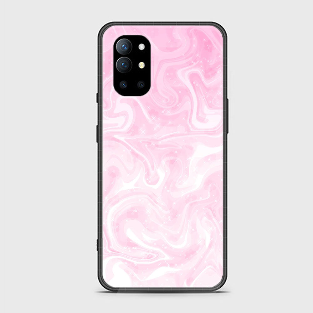 OnePlus 9R - Pink Marble Series - Premium Printed Glass soft Bumper shock Proof Case