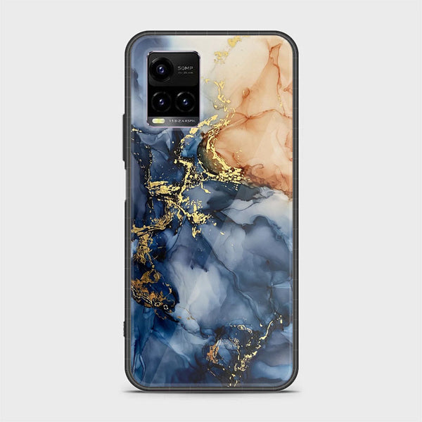 Vivo Y21 4G/ Y33s/ Y21s/ Y21A/ Y21T/Y33T Blue Marble Design 9  Premium Printed Glass soft Bumper shock Proof Case  CS-35215