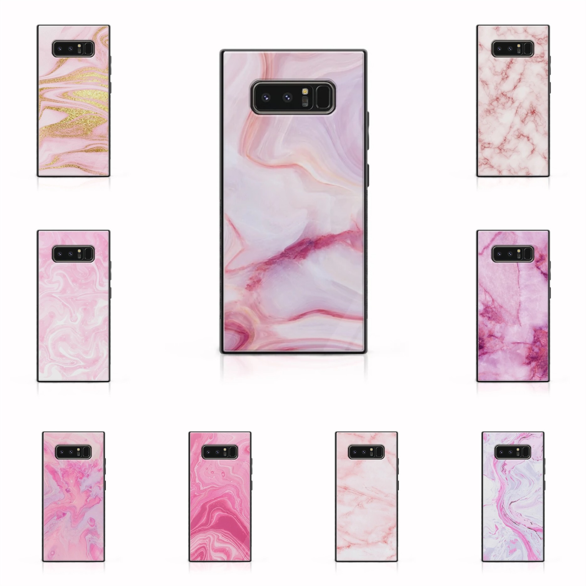 Galaxy Note 8 - Pink Marble Series - Premium Printed Glass soft Bumper shock Proof Case