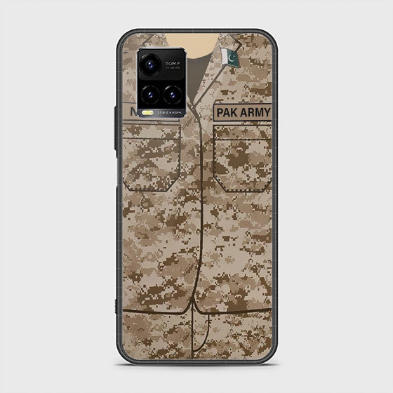 Vivo Y33s Army Costume Glass Customized Case