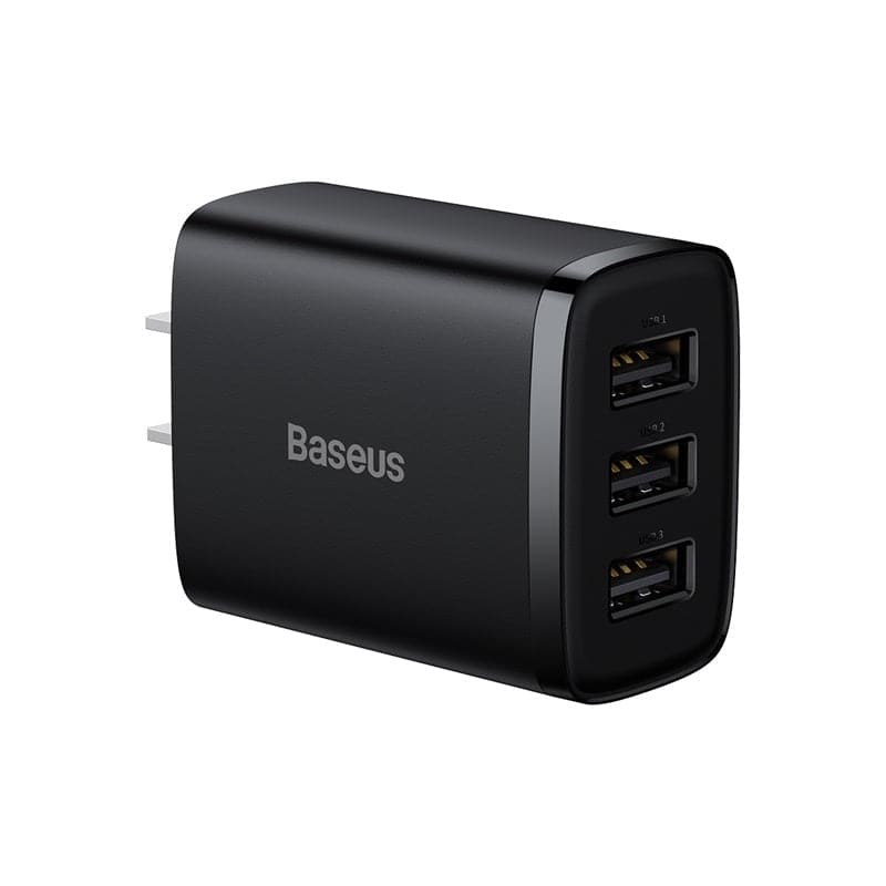 Baseus Charger 17W 3 Usb Output Black US Plug CCXJ020001