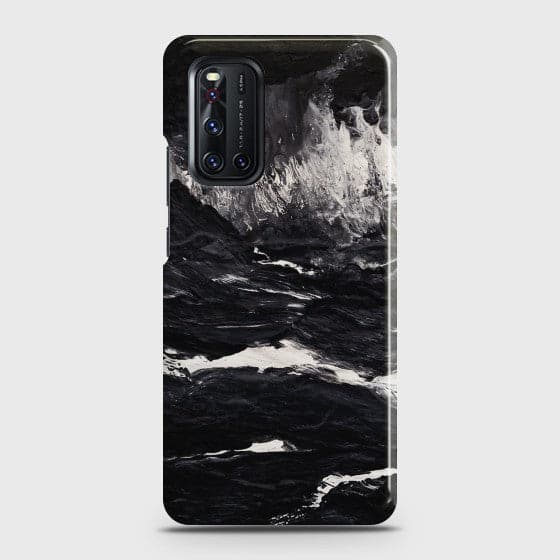 Vivo V19 Black Marble  Premium Printed Glass soft Bumper shock Proof Case CS-41637