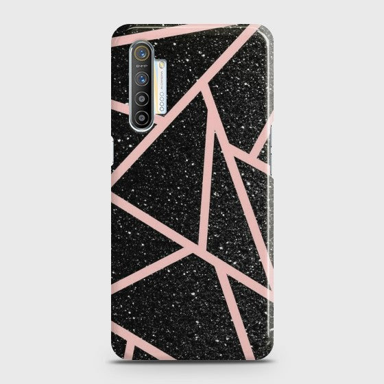 REALME K5 Black Sparkle Glitter With RoseGold Lines Case