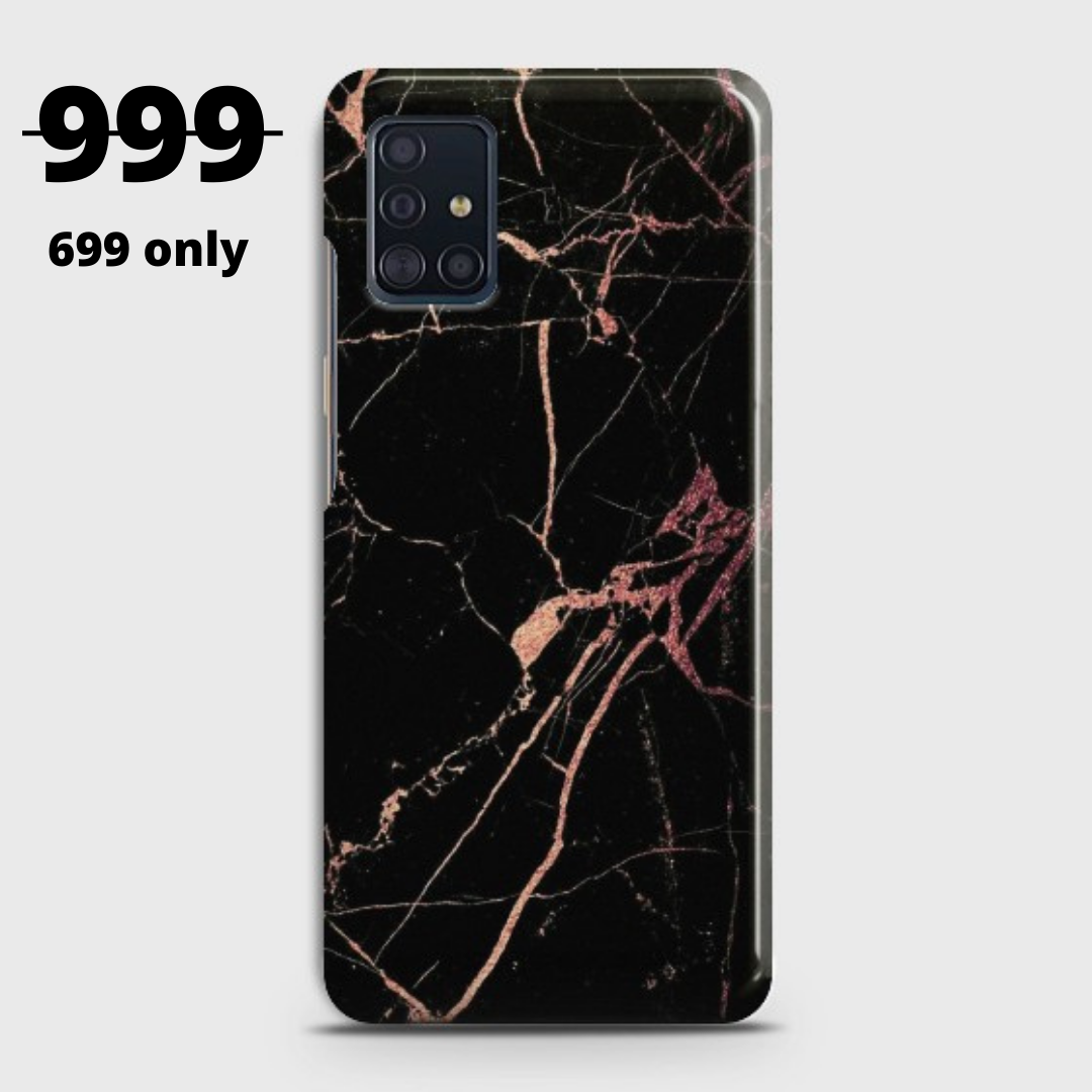SAMSUNG GALAXY A51 Black Rose Gold Marble Case - C-076