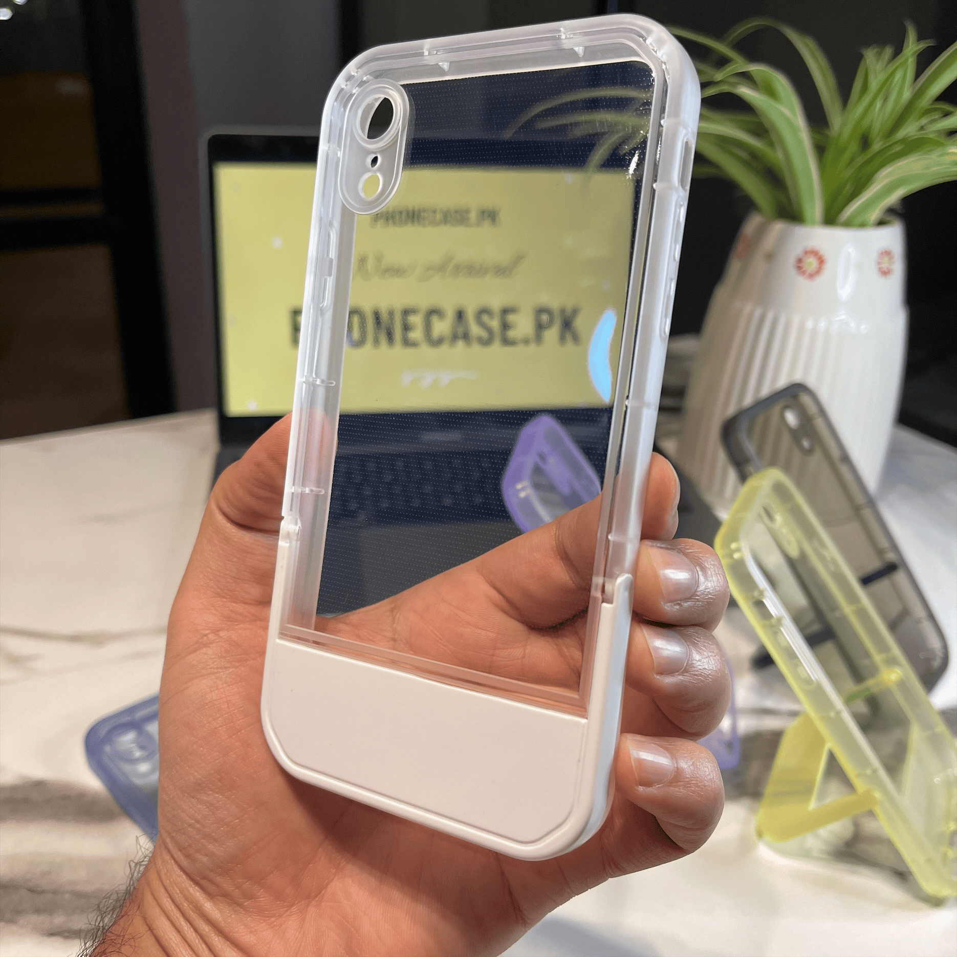 iPhone XR Invisible Bracket Stand Transparent Case With Camera Protection