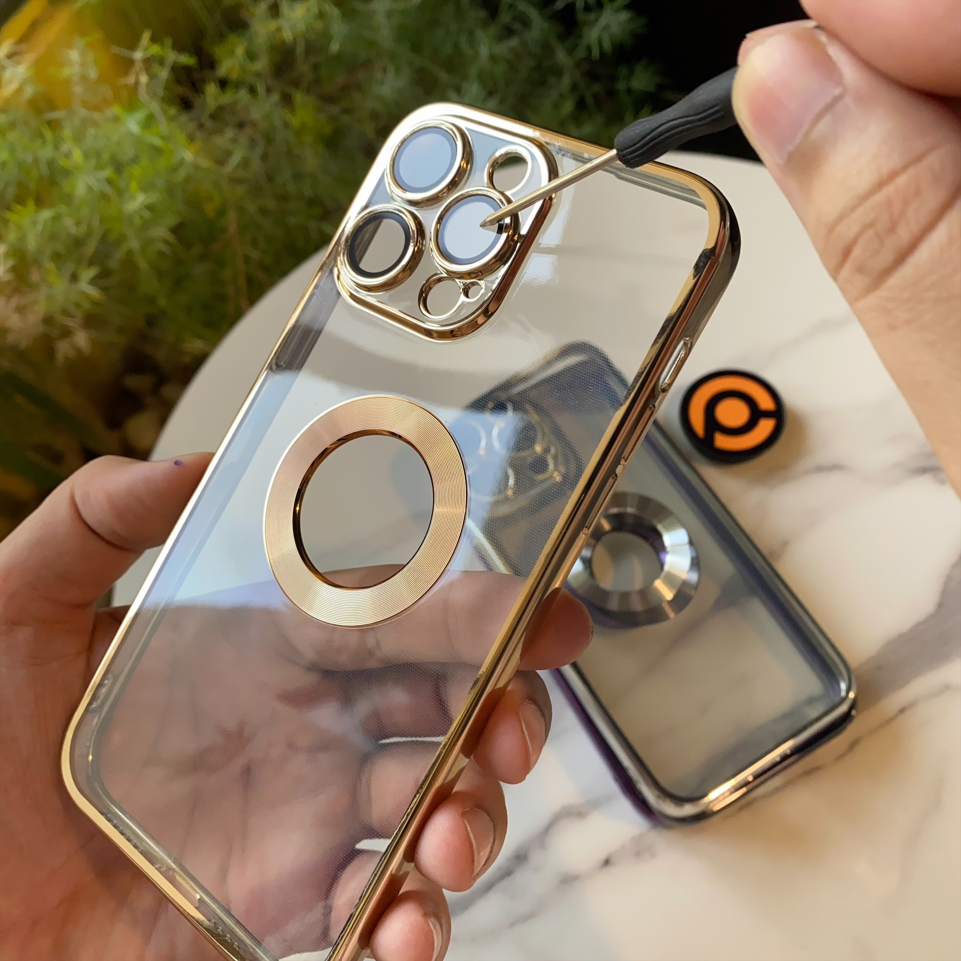 iPhone 14 Pro Max Luxurious 2.0 Version Transparent Plating iPhone Case