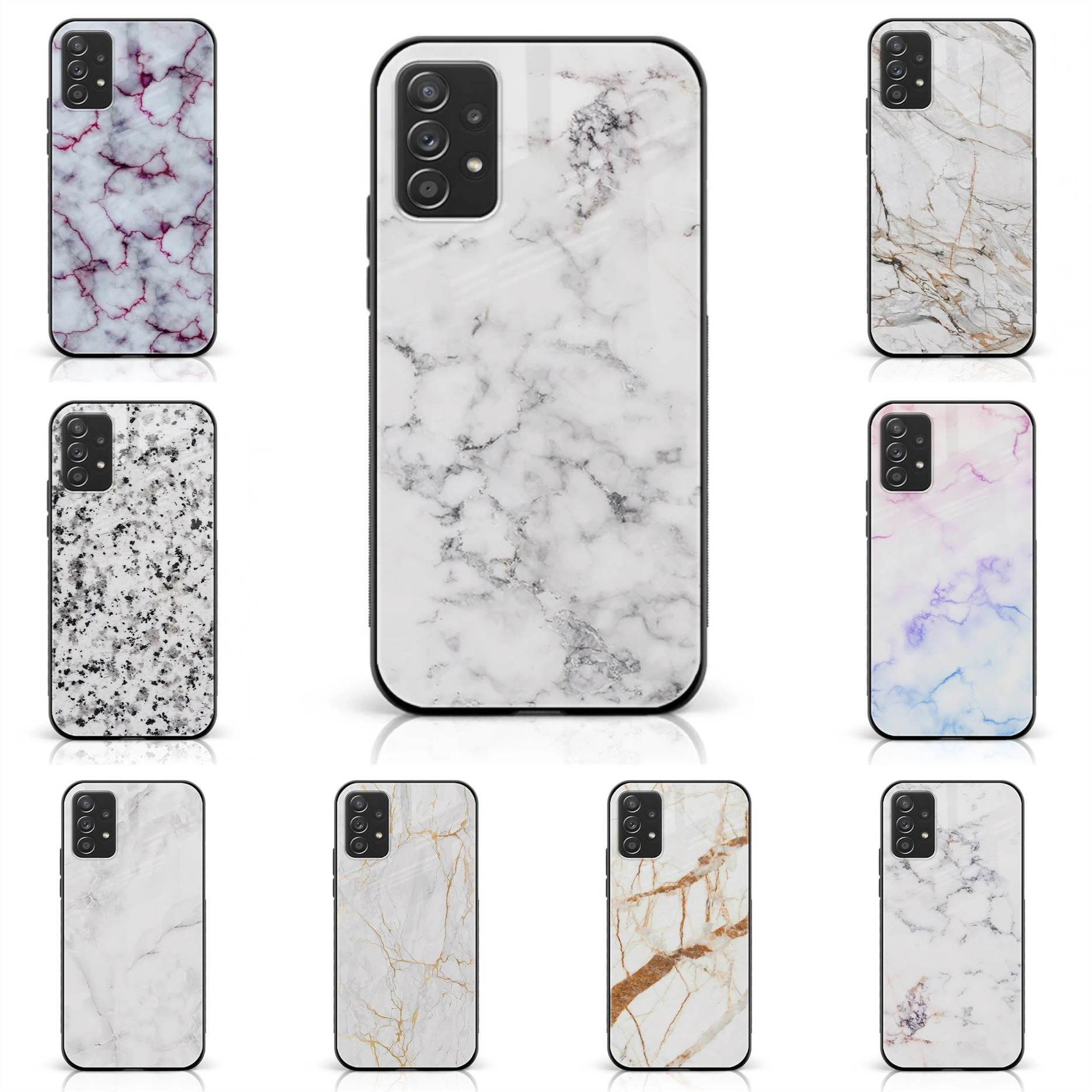 Samsung Galaxy A23 - White Marble Series - Premium Printed Glass soft Bumper shock Proof Case