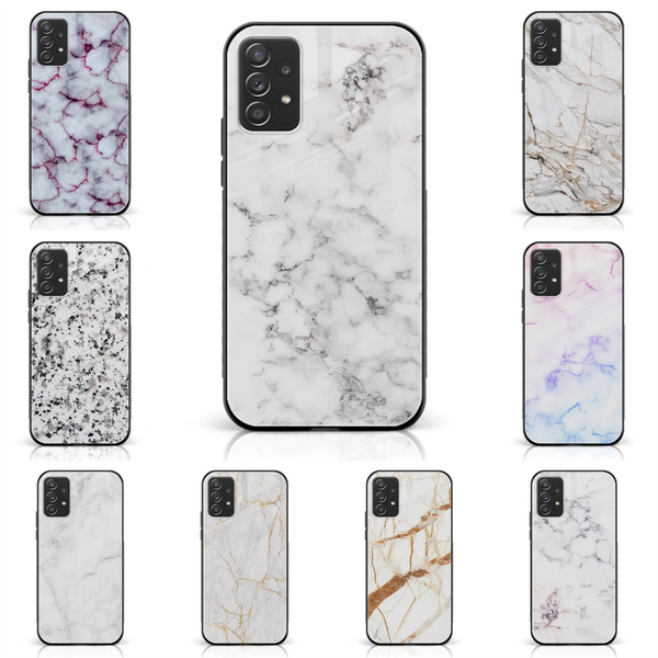 Galaxy A52s - White Marble Series - Premium Printed Glass soft Bumper shock Proof Case