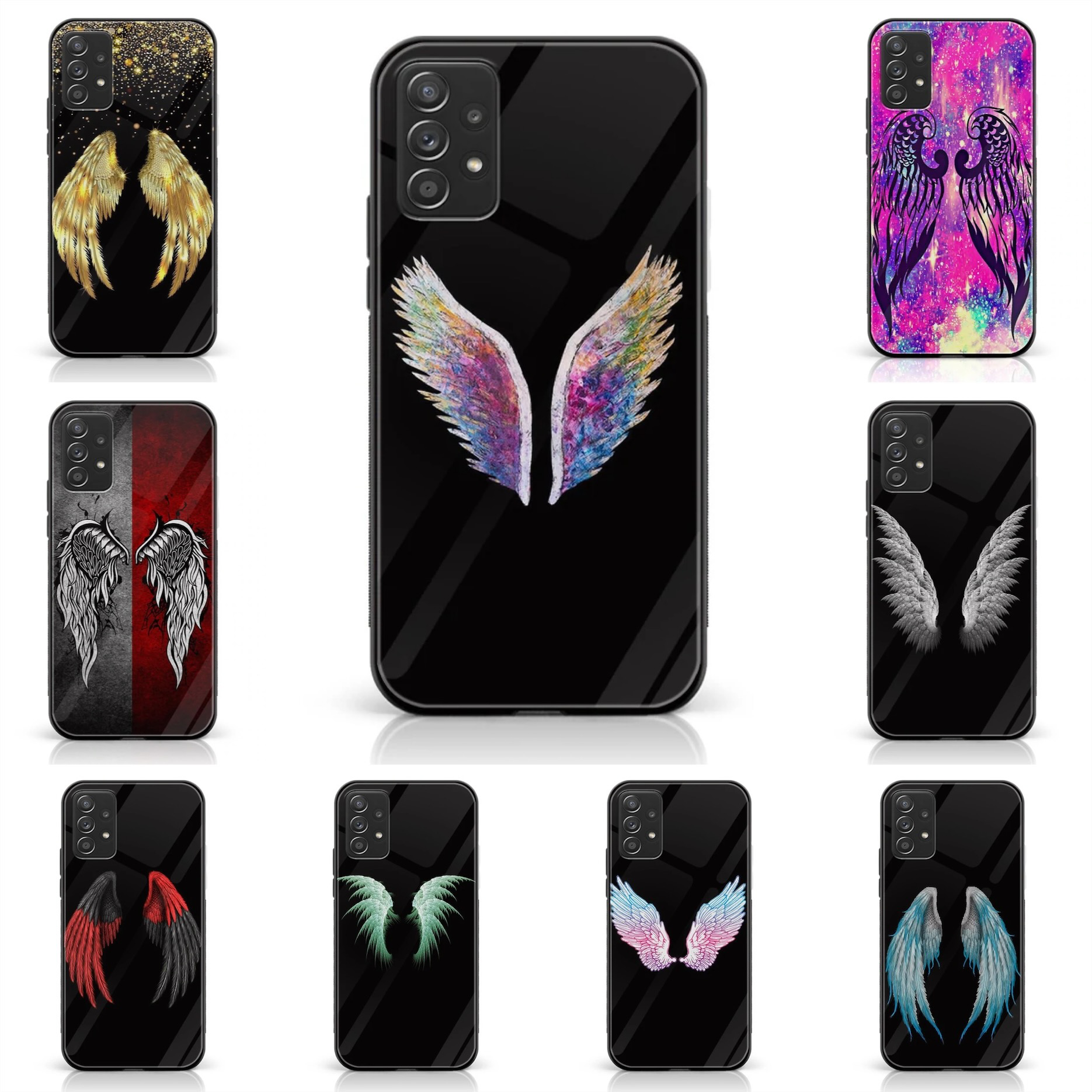 Samsung Galaxy A33 - Angel Wing Series - Premium Printed Glass soft Bumper shock Proof Case