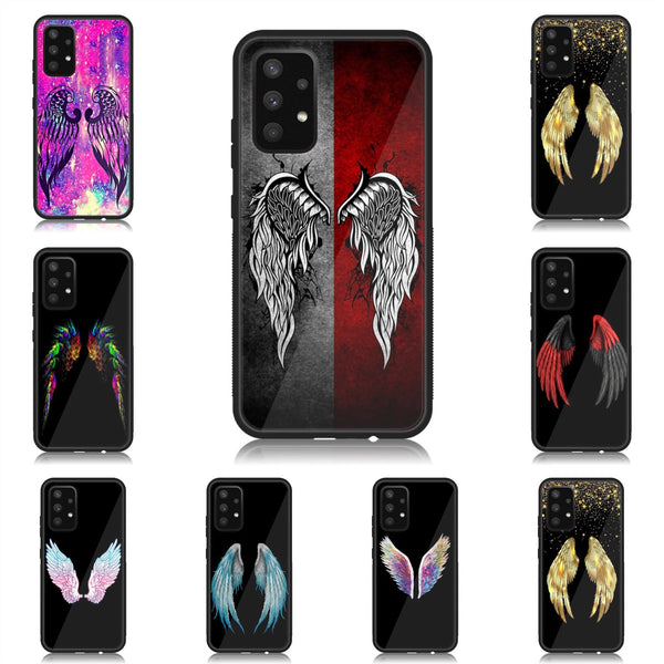 Samsung Galaxy A13 - Angel Wing Series - Premium Printed Glass soft Bumper shock Proof Case