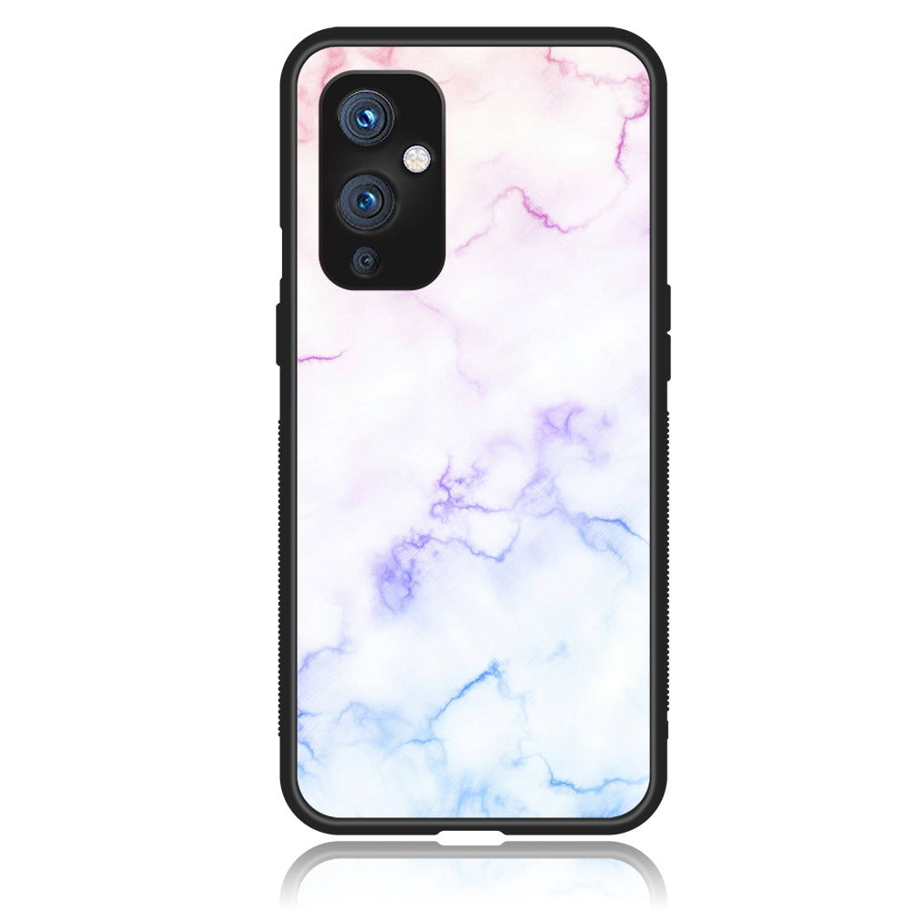 OnePlus 9 - White Marble Series - Premium Printed Glass soft Bumper shock Proof Case
