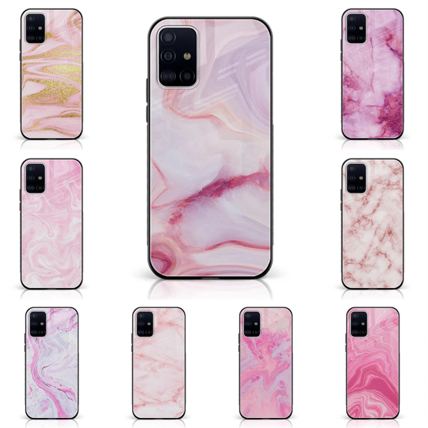 Samsung Galaxy M40s - Pink Marble Series - Premium Printed Glass soft Bumper shock Proof Case