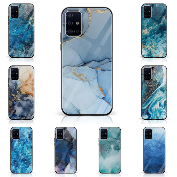 Samsung Galaxy M40s - Blue Marble Series - Premium Printed Glass soft Bumper shock Proof Case
