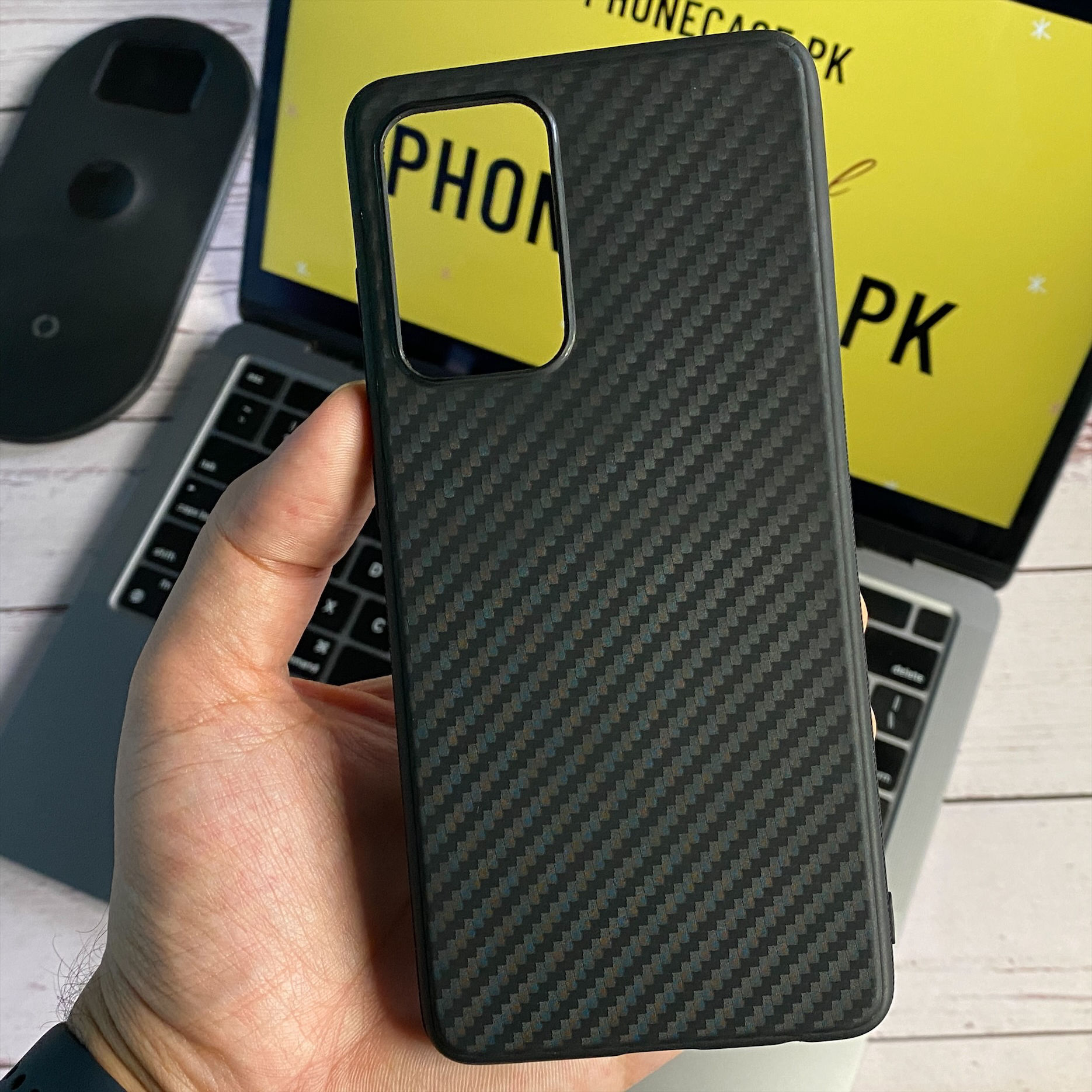 Galaxy A72 Carbon Fiber Texture Shockproof case with camera Protection