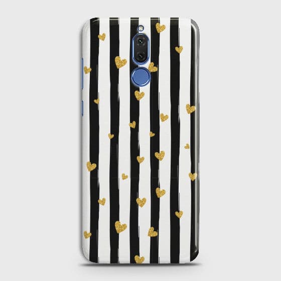 HUAWEI MATE 10 LITE Glitter Heart Stripes  Premium Printed Glass soft Bumper shock Proof Case  CS-28729