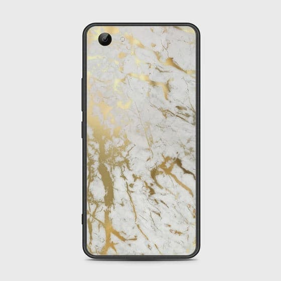 Vivo Y83 Gold Chrome Effect Print Glass Customized Case