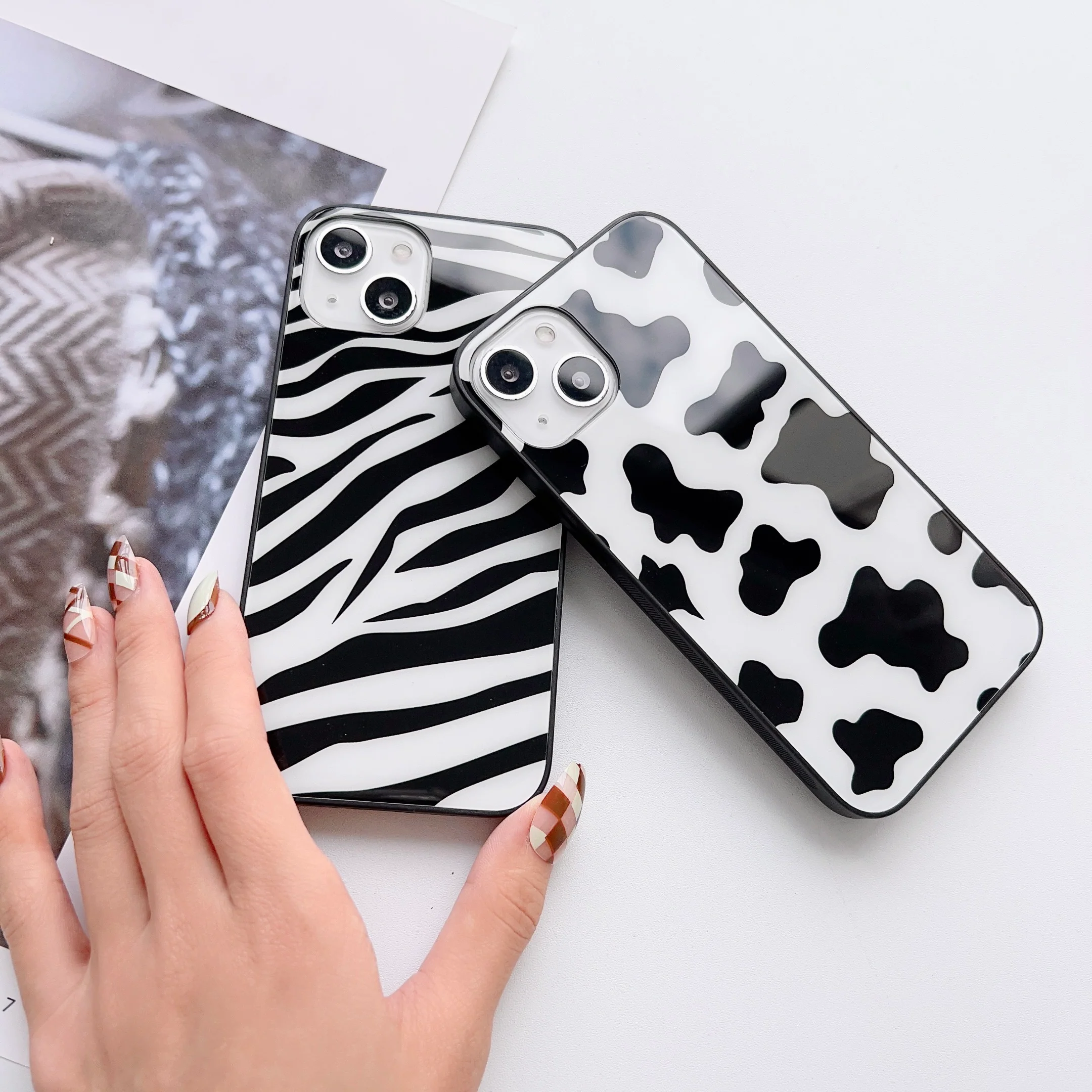 Moo Moo Pattern  Glass Case For All Model