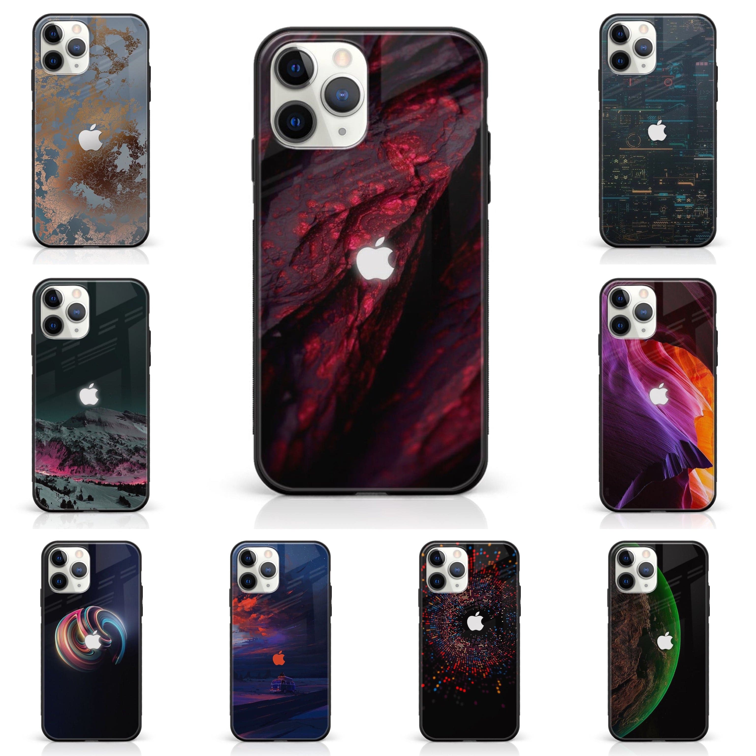 iPhone 11 Pro Max - Apple Logo Series - Premium Printed Glass soft Bumper shock Proof Case