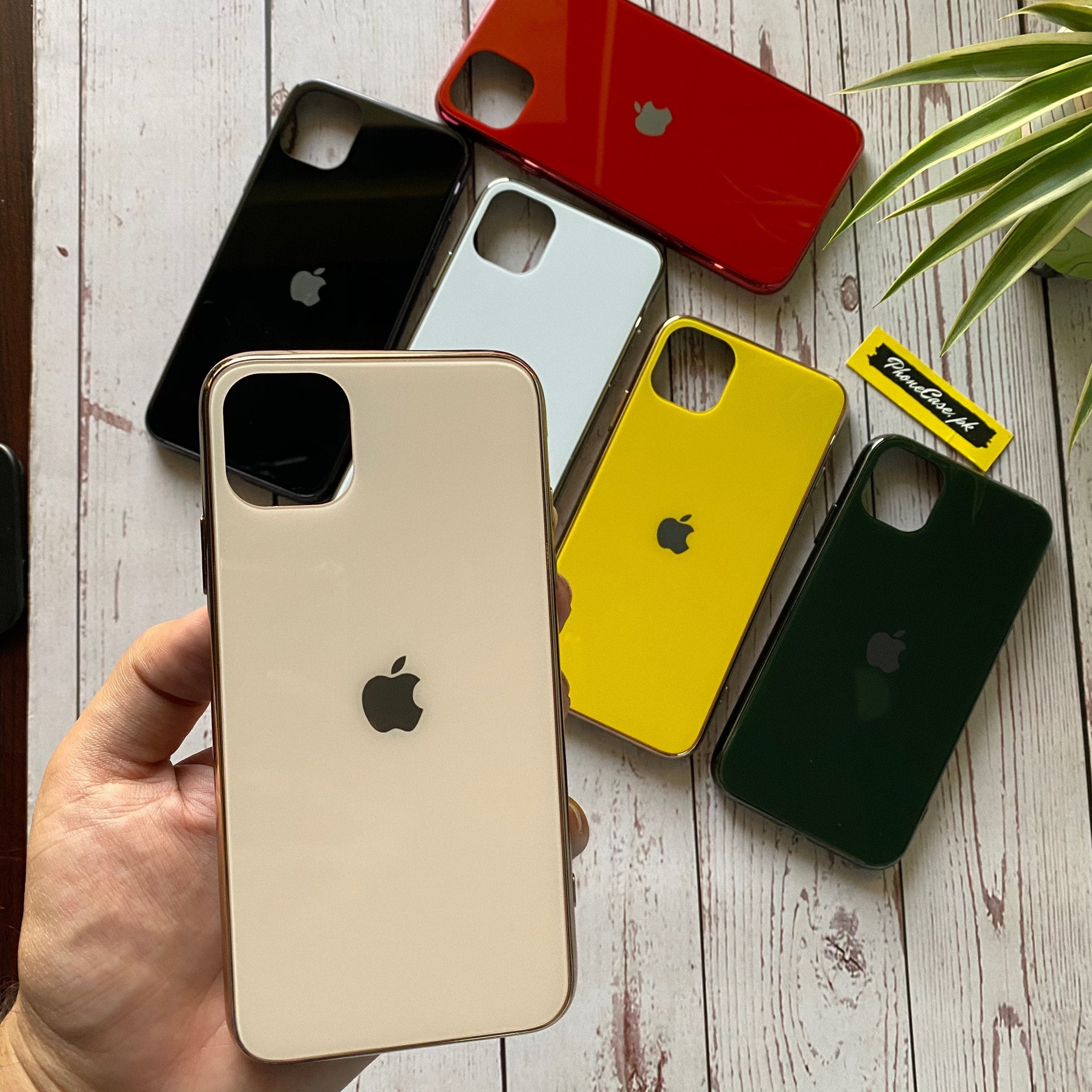 iPhone 11 Series Premium Glass Back Tempered Glass Case with logo