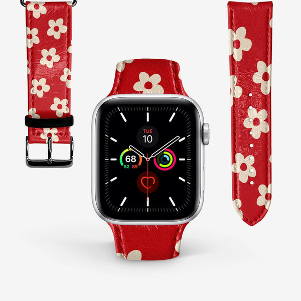 Apple Watch Premium Leather Strap Flower Series Design 07