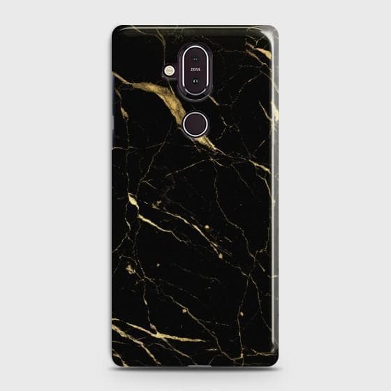 Nokia 8.1 Classic Golden Black Marble Case