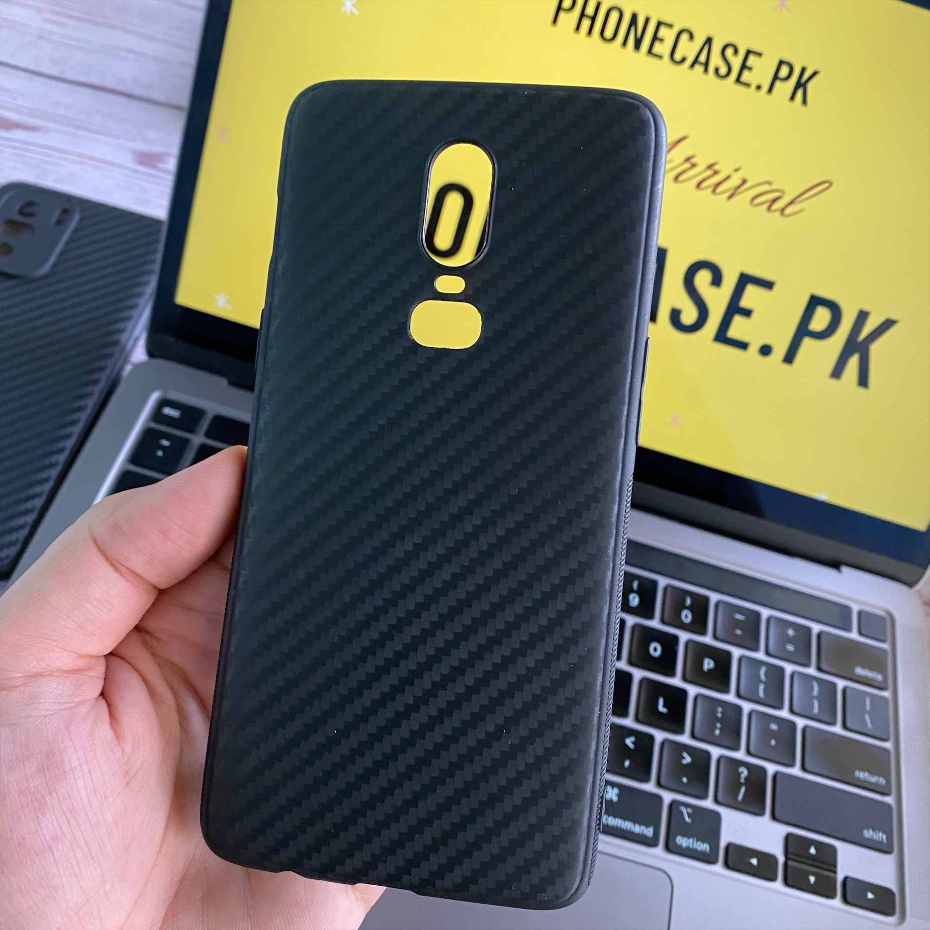 OnePlus 6 Carbon Fiber Texture Shockproof case with camera Protection